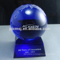 Paperweight de cristal azul de alta qualidade do globo com base OSM027